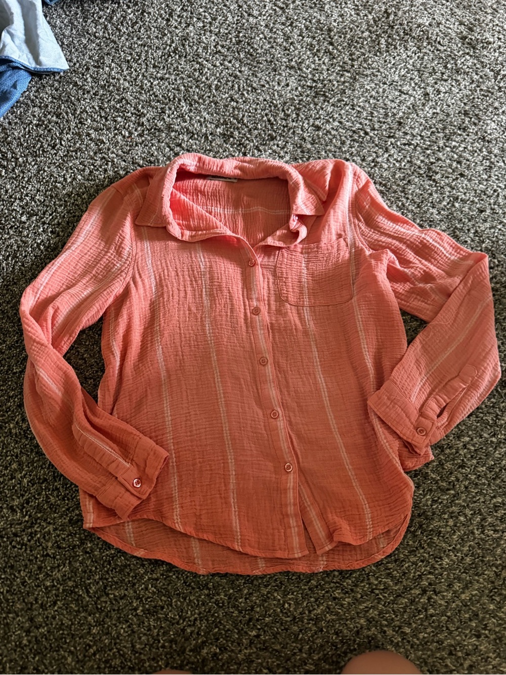 BearPaw Coral Button-Front Long Sleeve Shirt NWOT